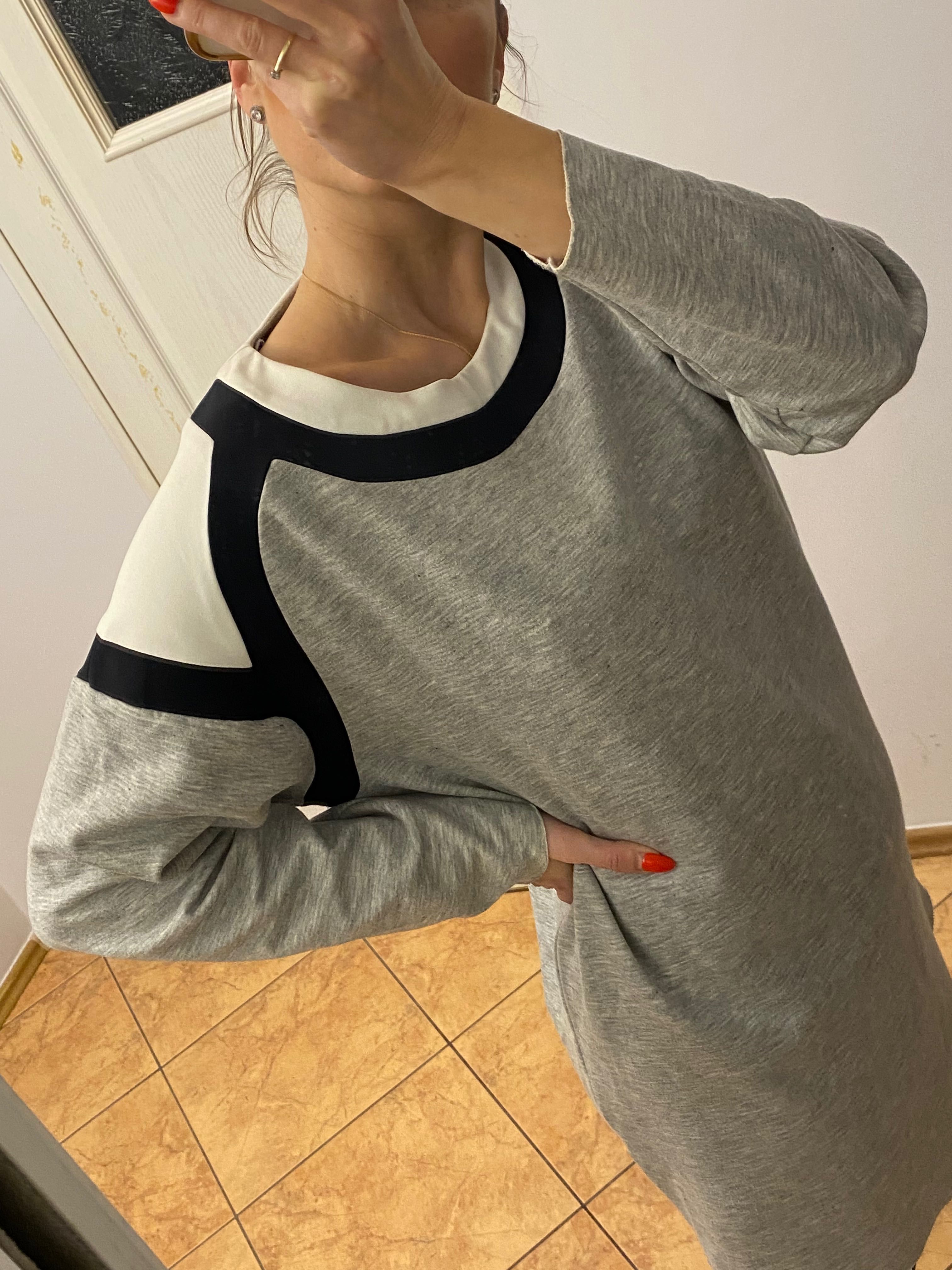 Zara basic sukienka oversize dresowa dres bawełna 36 S 38 M