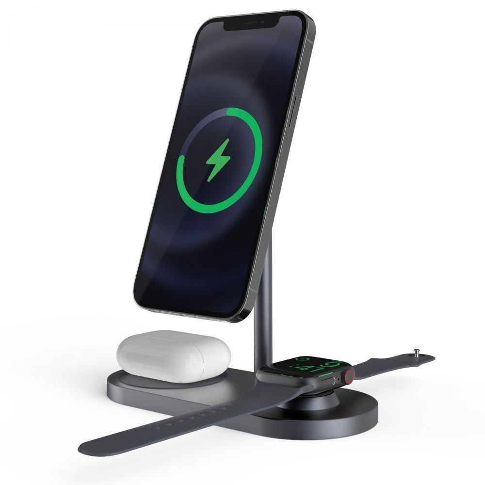 Ładowarka Indukcyjna A22 3W1 Magnetic Magsafe Wireless Charger Grey