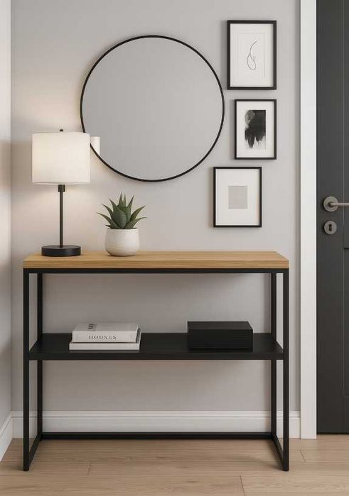 Konsola z półką, LOFT toaletka 80x80x20 CRAFT, metalowa,nowoczesna,