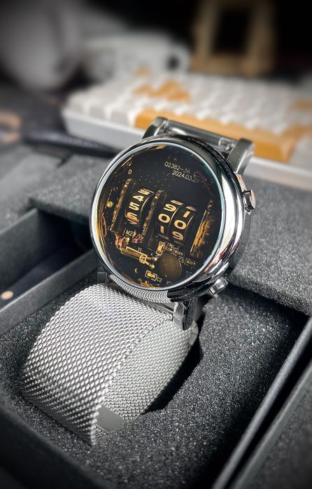 Zegarek męski kwarcowy z mechanizmem bębenkowym steampunk cyberpunk