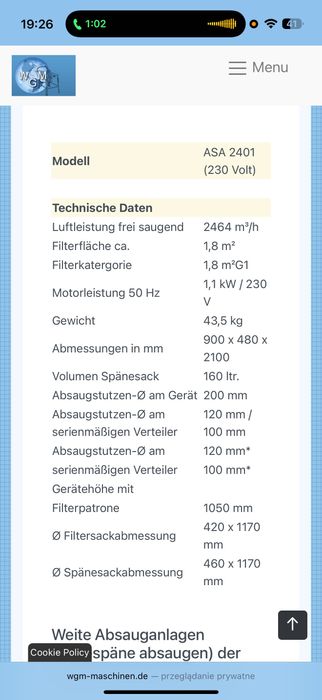 Wyciąg trocin pyłów Wentylator Dmuchawa Holzkraft 2401