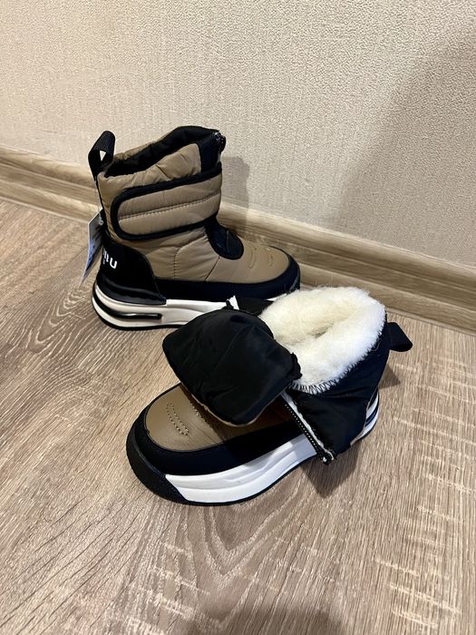 Сапоги зимние дутики черевики чоботи зимові коричневі 27 28 29 30 31