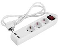 Przedłużacz 3 Gniazda 1,5m 2xUSB 2,4A Włącznik, Baby Protect