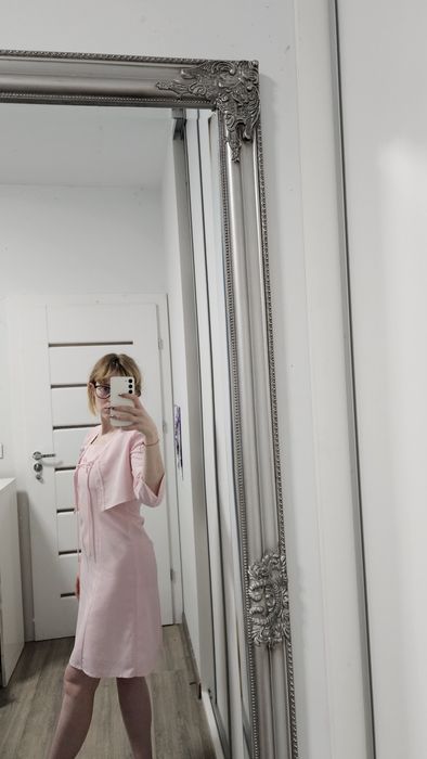 Dziewczęca elegancka sukienka 152 pudrowy róż