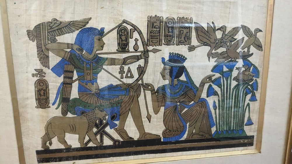 Emoldurado - Papel de papiro pintado à mão