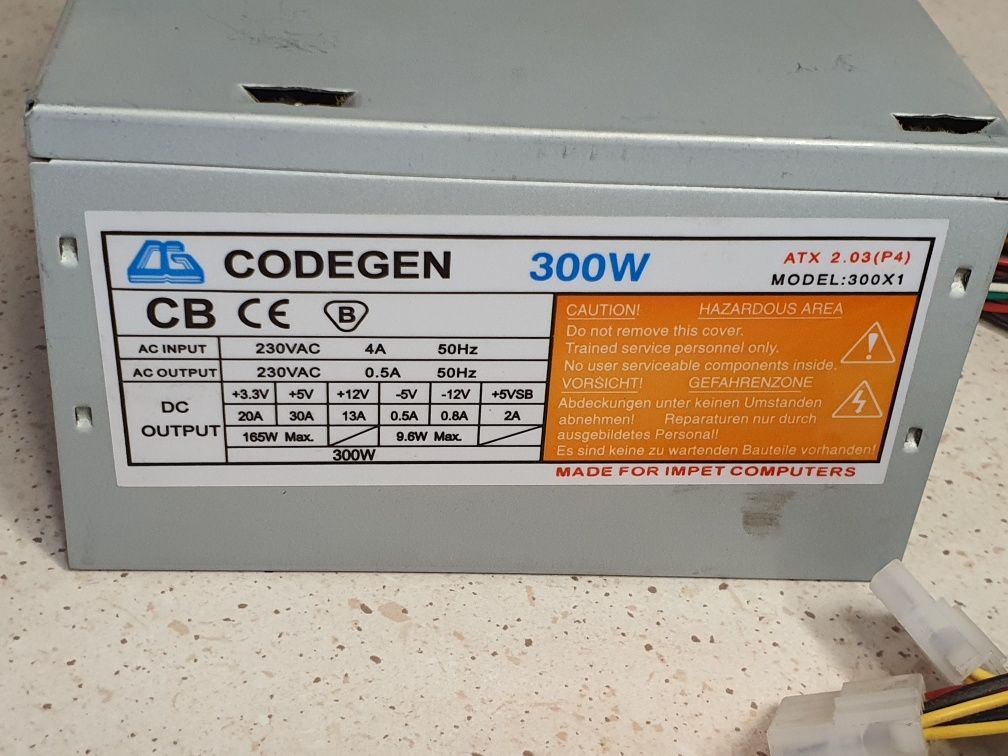 Zasilacz ATX Codegen 300W model 300X1