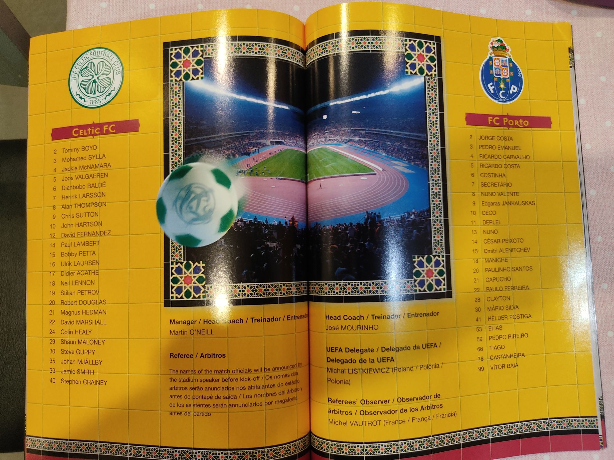 Programa de jogo FC Porto Celtic final taça UEFA 2003