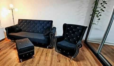 Sofa rozkładana Komplet zestaw Glamour Kanapa rozkładanaUszakPUFAstół