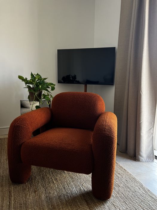 Poltrona em Chenille Vermelho Argila Sklum