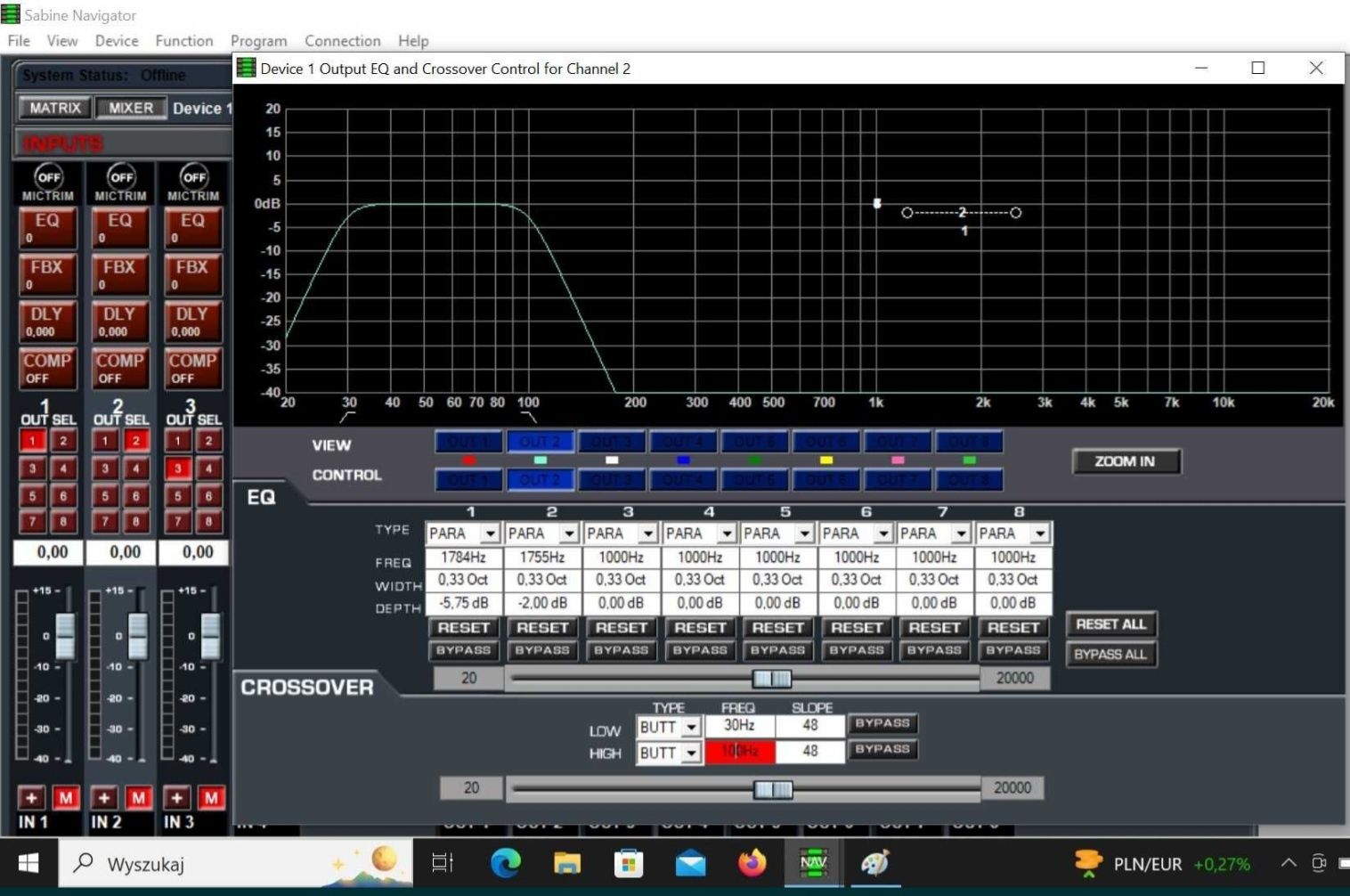 Procesor dźwięku Sabine navigator Xilica 4in 8out aes ebu