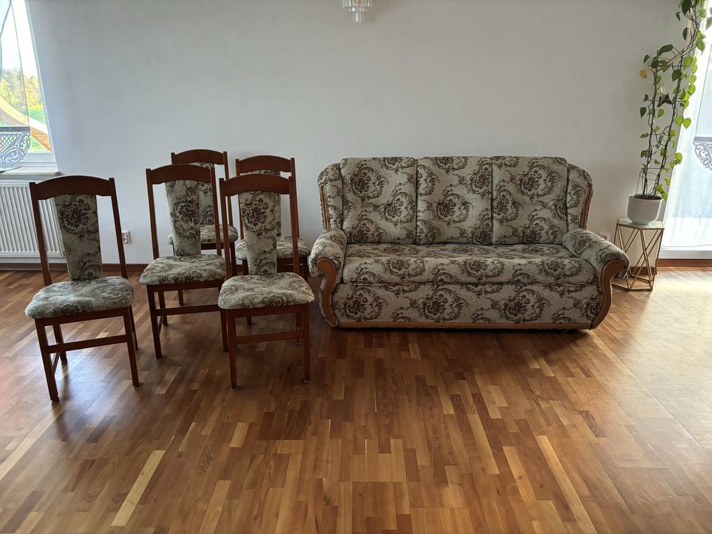 Sofa i 5 krzeseł