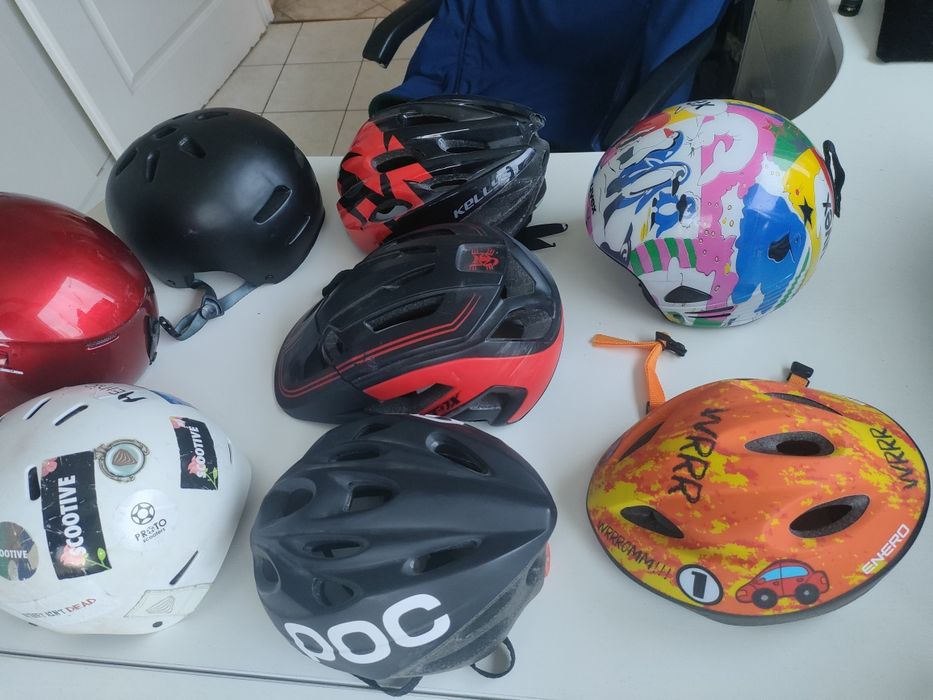 Kaski: rowerowe, narciarskie, skate, bmx.