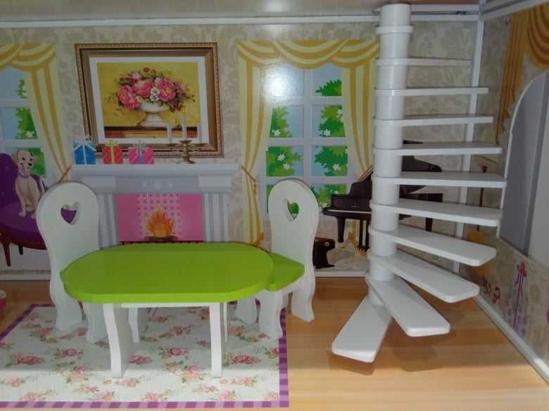 Rezydencja Barbie - drewniany domek z dodatkowym zestawem mebelków