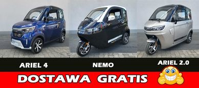 Motorower elektryczny trójkołowy zabudowany NEMO, ARIEL 2.0, ARIEL 4