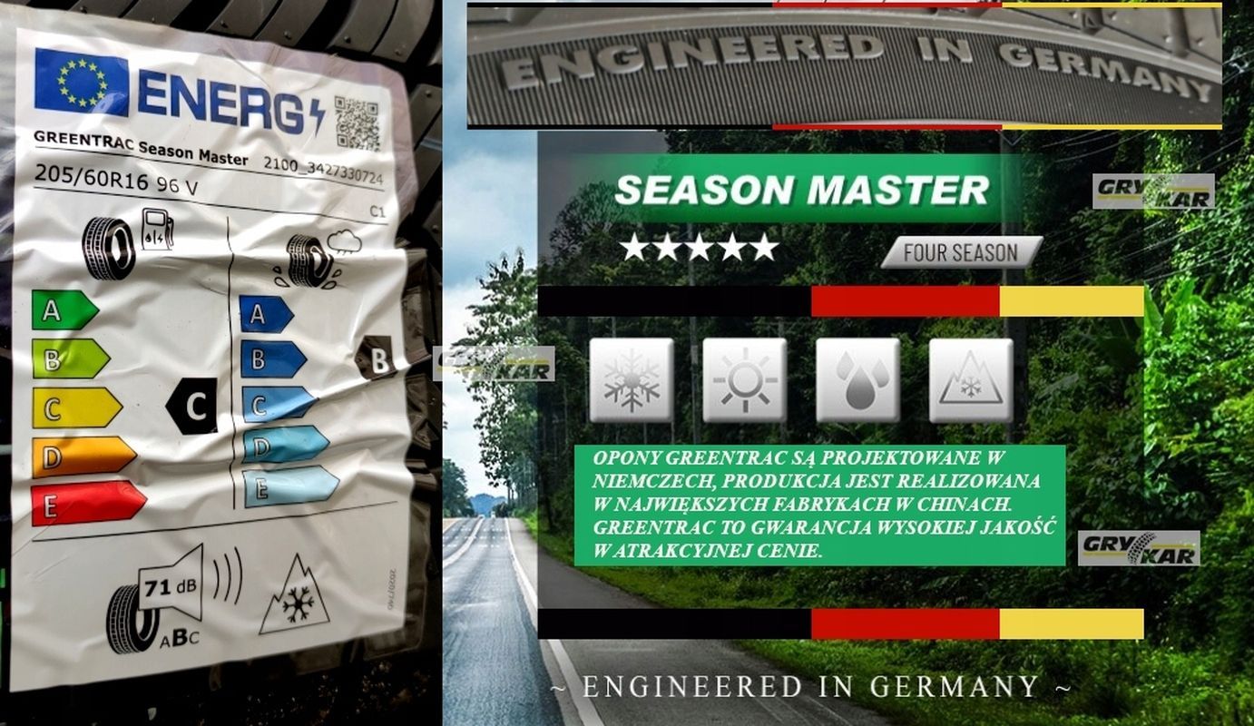 Opony 205/60r16 Greentrac Season Master C/B/71dB 3 lata gwar.