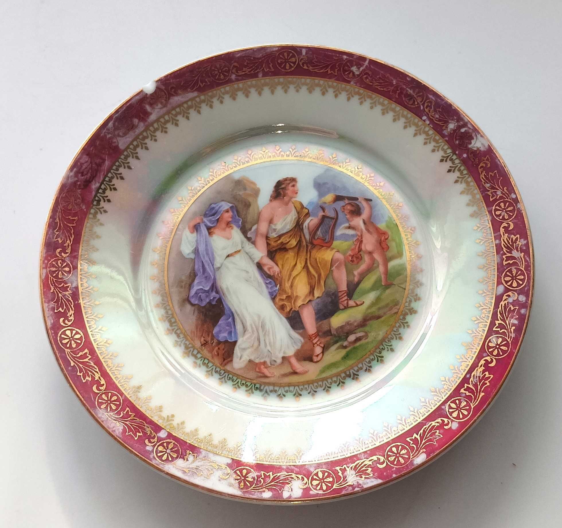 Porcelana Ćmielów Talerz Podstawek Scena Antyczna sygn 1930