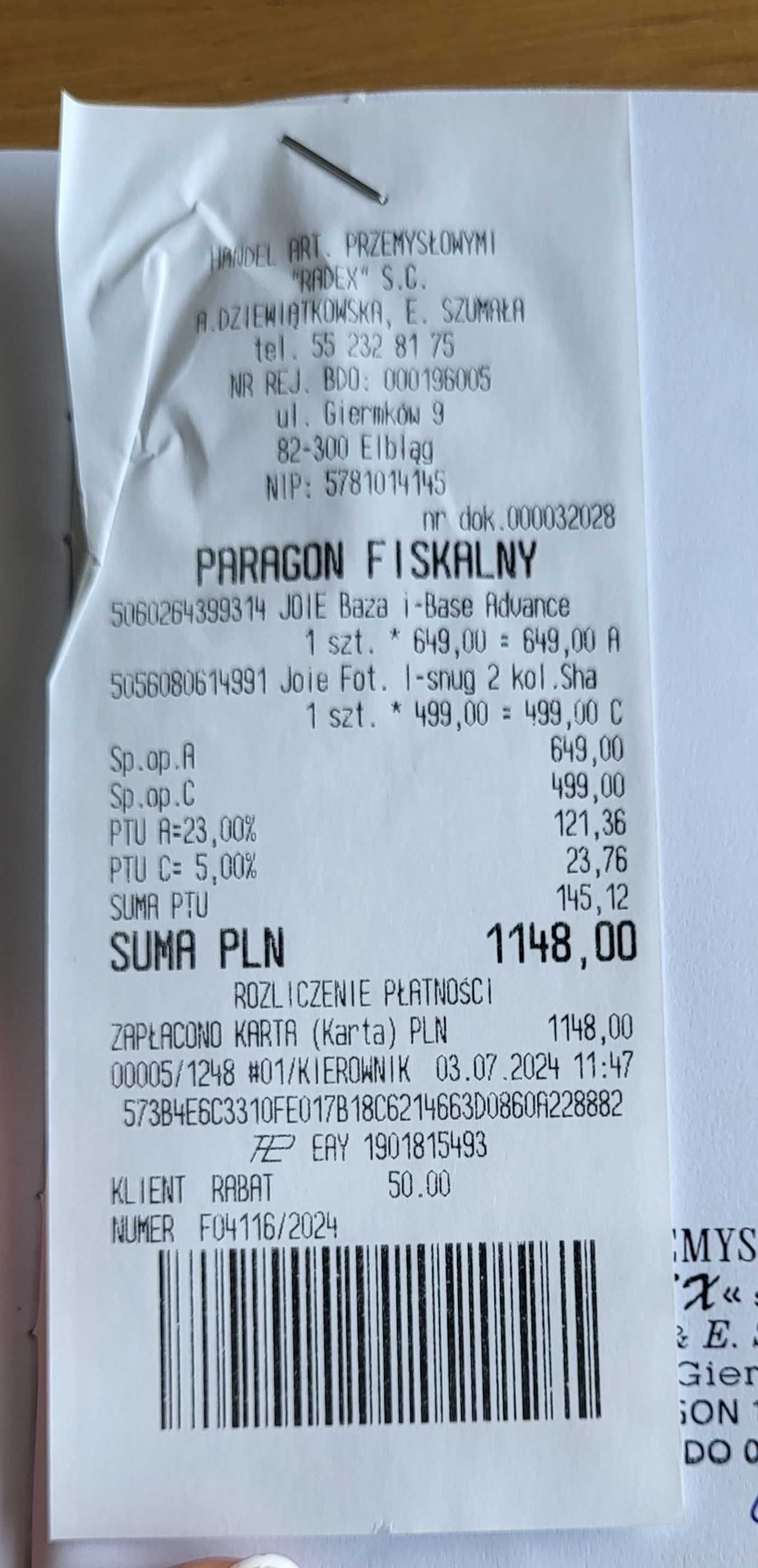 Fotelik Nosidełko Joie i-Snug 2 + BAZA ISOFIX i-Base Advance
