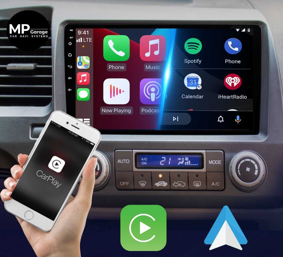 Honda Civic 8 Radio Android LTE 4G CarPlay/AndroidAuto Qled Montaż