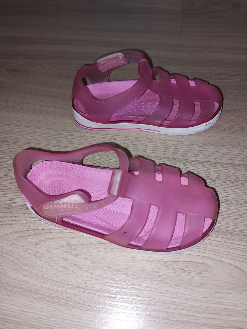 Sandały plastikowe gumowe różowe rozmiar 24 wkładka 14 cm