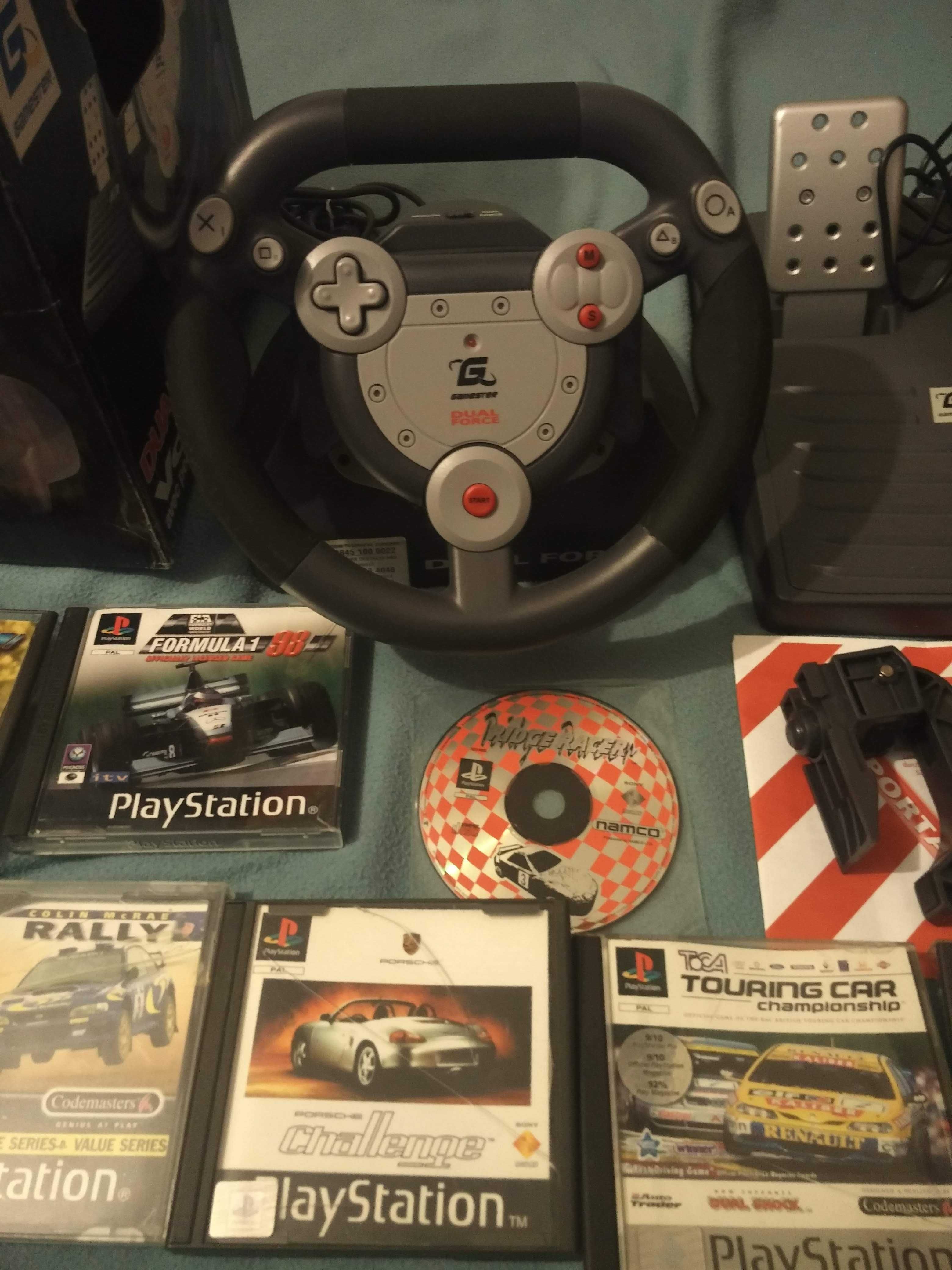 Volante em Caixa e 10 Jogos Corridas PS1 Playstation 1