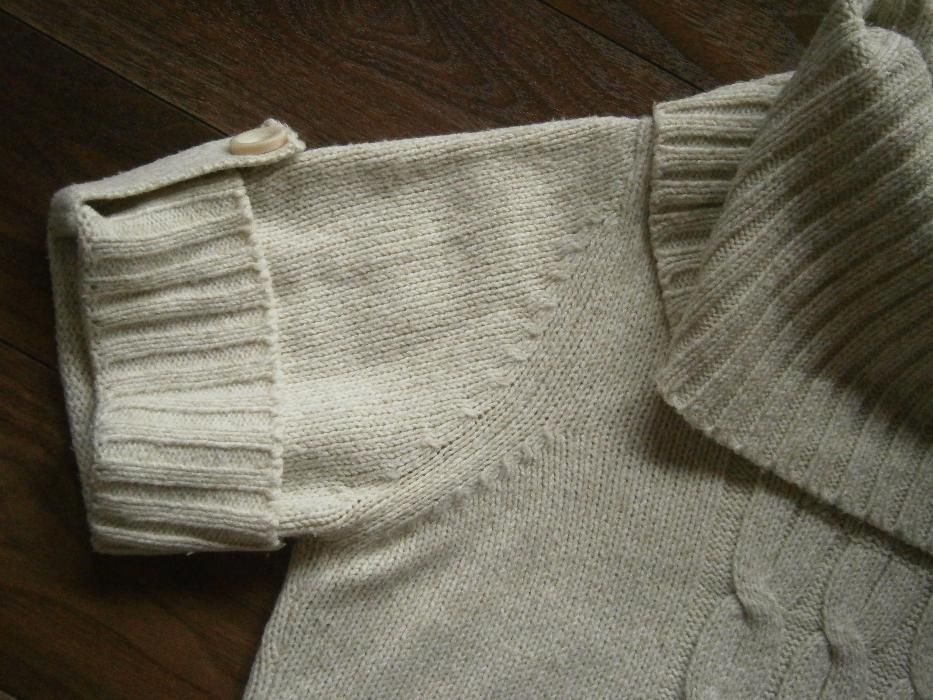 Sweter sweterek z golfem krótki rękaw jasny S M 38 F&F