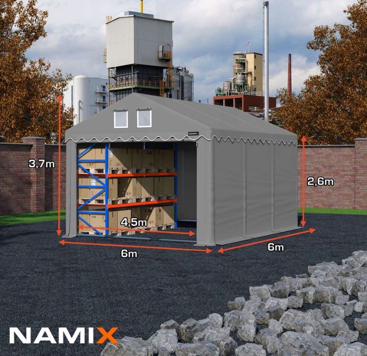 Namiot PRESTIGE 6x6-2,6m hala przemysłowa magazynowy MOCNY PVC 560g