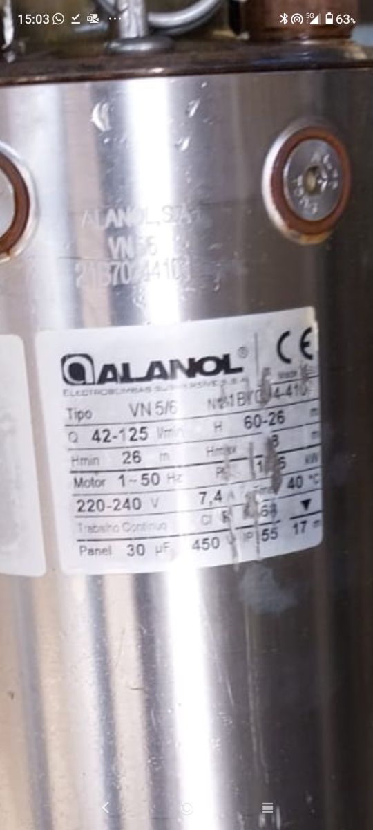 Bomba de furo/poço ALANOL 230v INOX