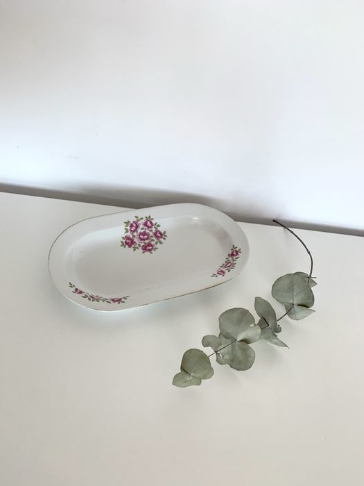 Półmisek do serwowania, patera w róże Włocławek, ceramika Vintage