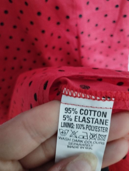 Czerwona dopasowana sukienka groszki grochy kropki vintage retro 36