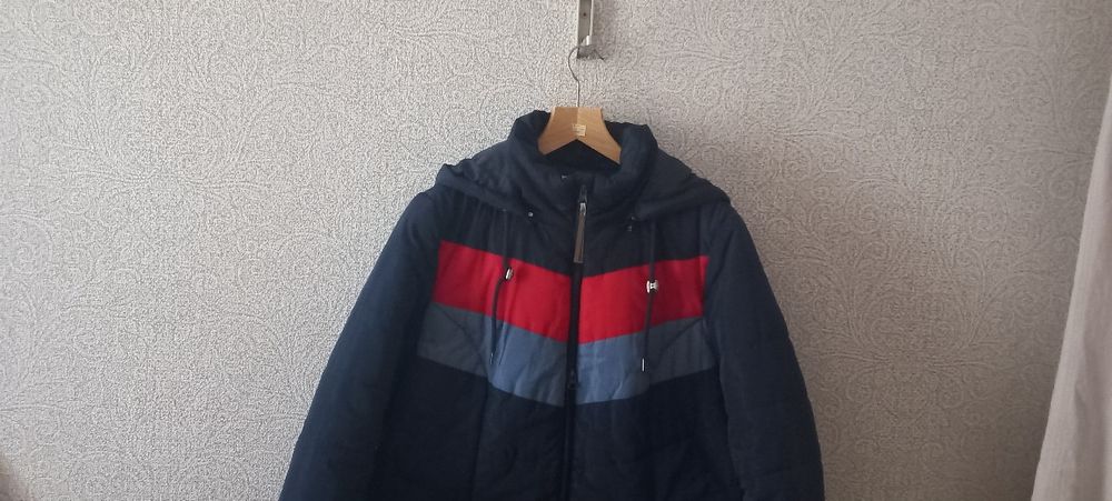 Kurtka długa 100cm,pikowana,kaptur,ciepła rozm.44/46.Granatowa