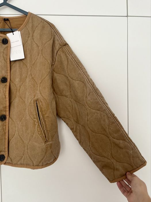 Zara Casaco Acolchoado Camel Mulher