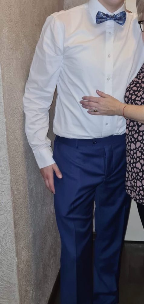 Granatowy garnitur męski maurizio benttoni r 52 + koszula