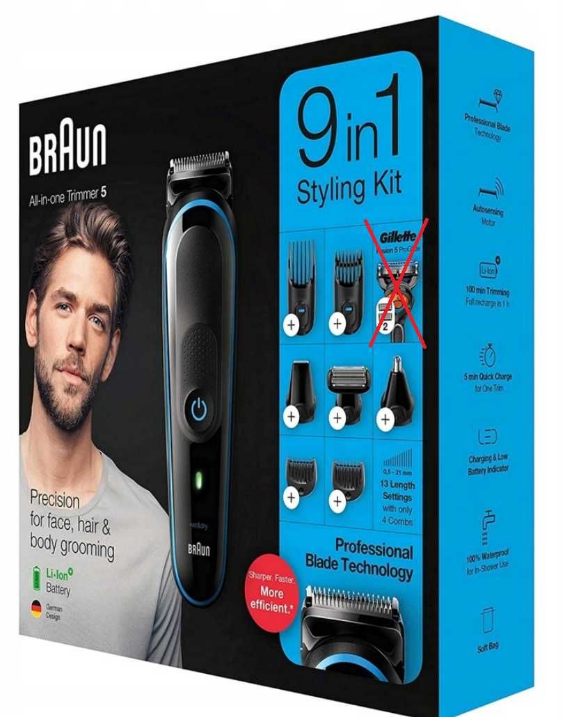 Braun 9 in 1 styling kit trymer, golarka