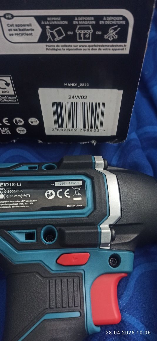 Erbauer nowa zakrętarka body+ walizka, paragon, gwarancja
