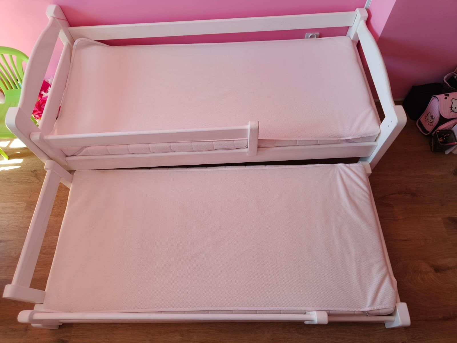 Łóżko dziecięce BELTOR DUO podwójne białe z materacami