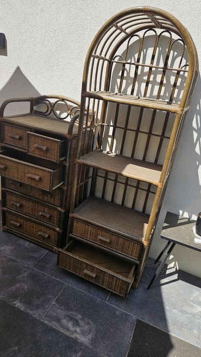 Zestaw mebli ratanowych kolor zielony brąz