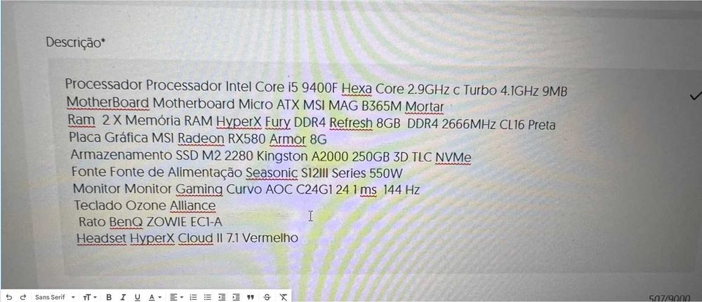 Setup Gaming PC + Monitor + Perifericos