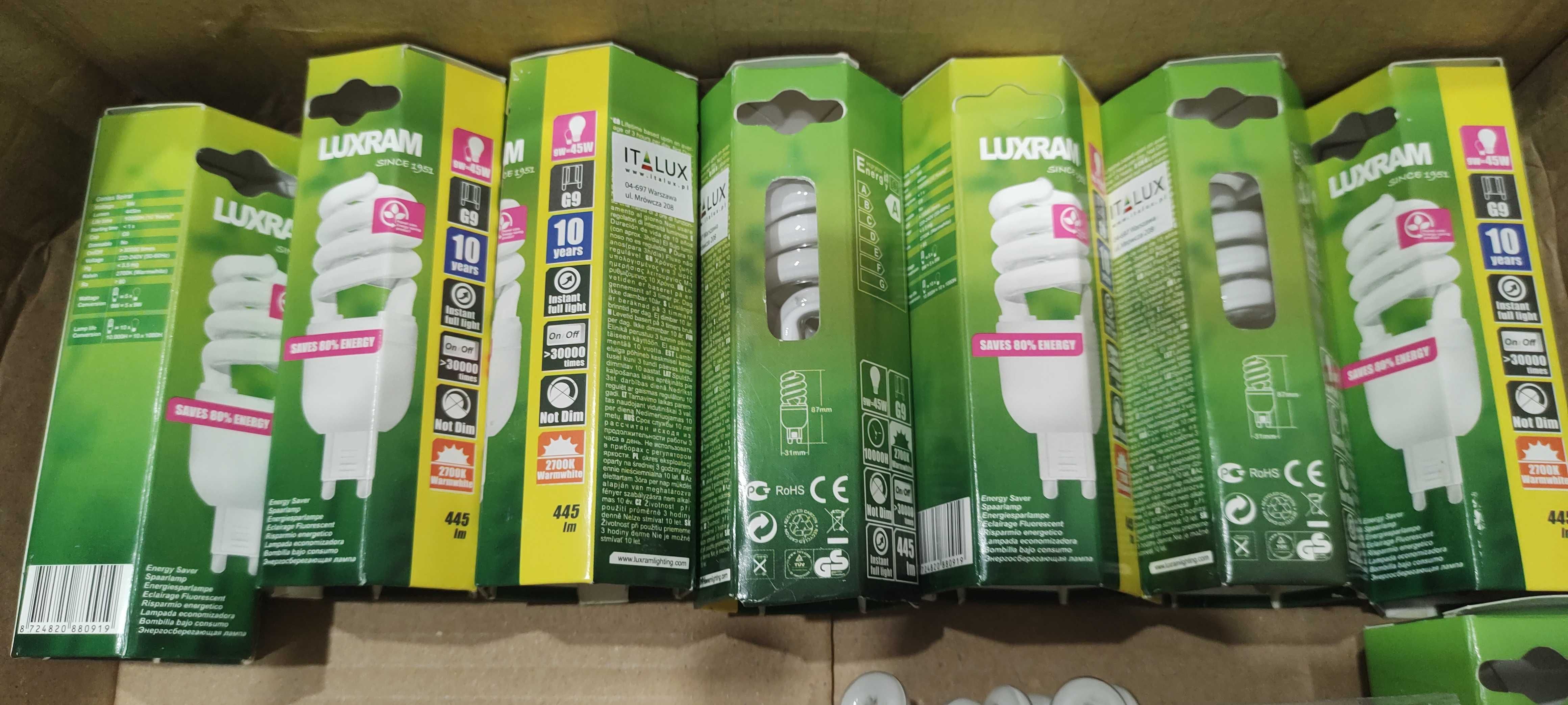 16 sztuk, zestaw świetlówka 9W odpowiednik 45W G9
