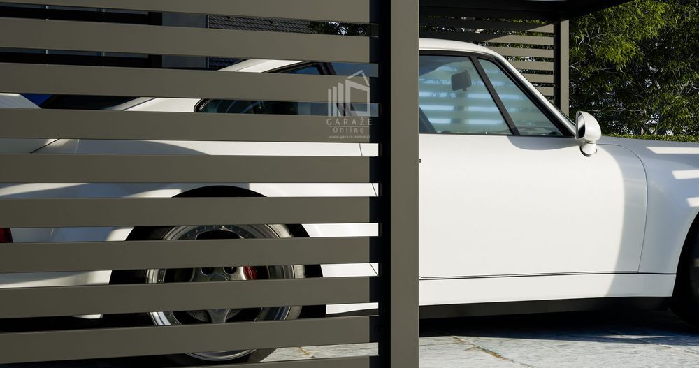 Carport Premium - Wiata Samochodowa 6X5,5 Antracyt Zabudowa - Id950