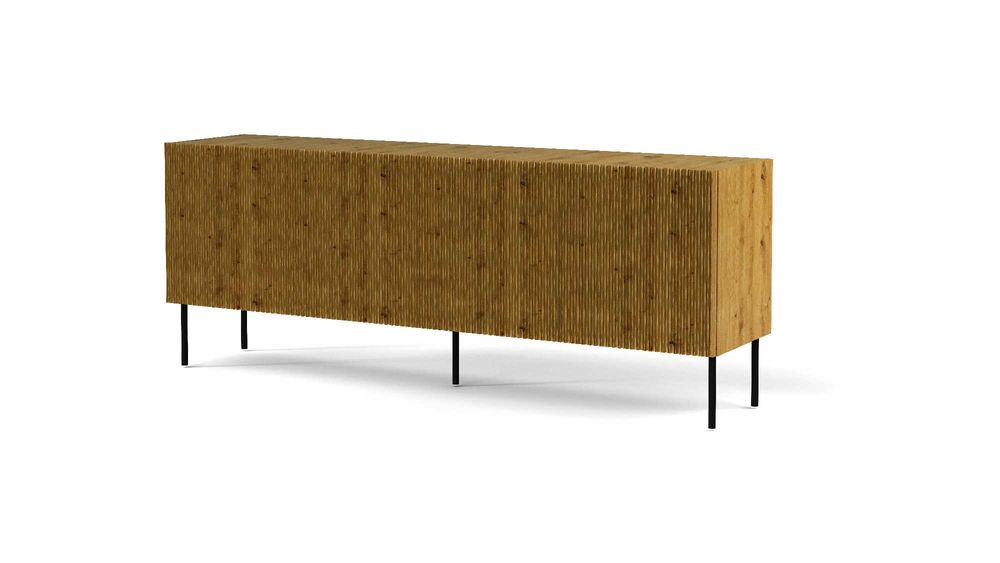 KOMODA duża ryflowane fronty 4 drzwi 160 cm pojemna artisan lamele