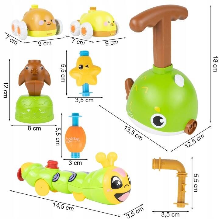 Wyrzutnia Balonów Balonowa Rybka Ryba Rozdymka Dwa Auta 13 Szt Balonów