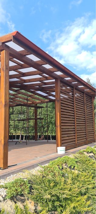 Wiata zadaszenie altana poliwęglan ruchome deseczki uslugi stolarskie