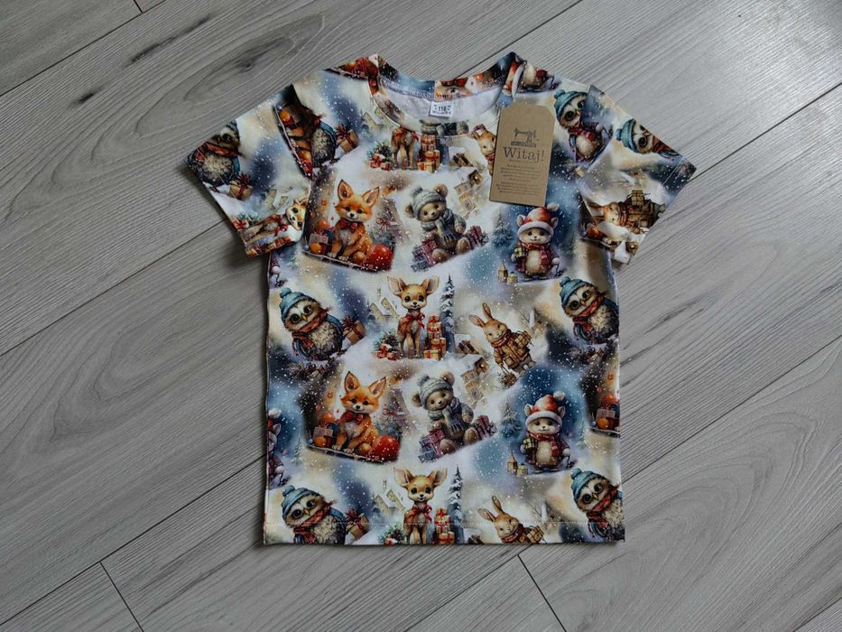 Wyprzedaż Tshirt bluzka z krótkim rękawem święta lis sowa miś rozm 110