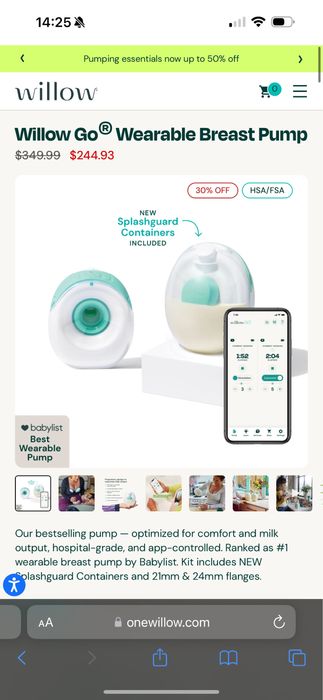 Молоковідсмоктувач Willow go hand free  молокоотсос