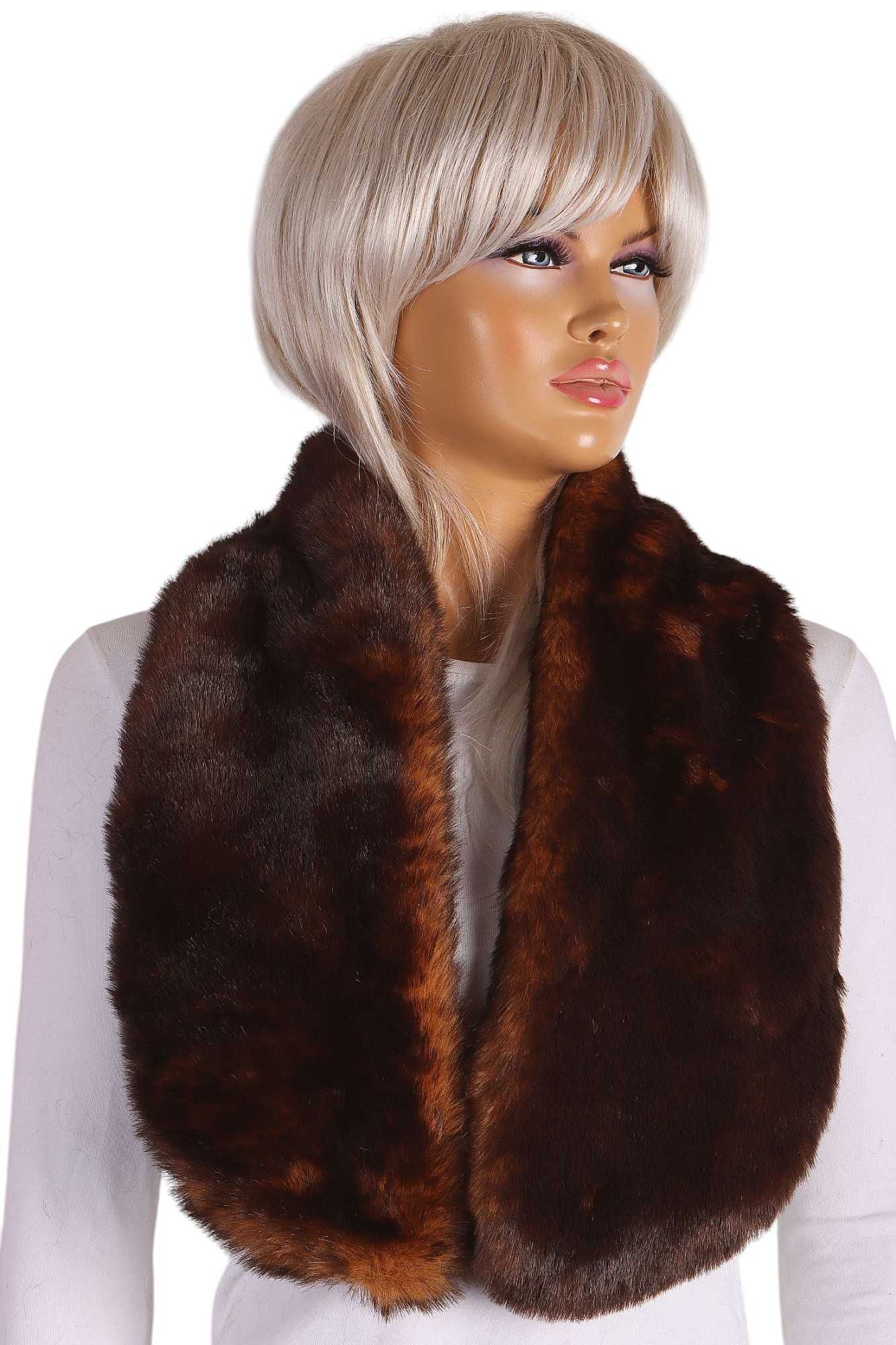 ACCESSORIZE futrzany kołnierz szal dopinka sztuczne futerko lux 114x18