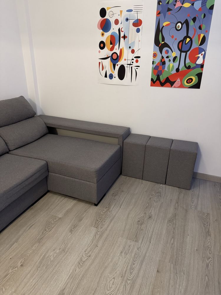 Sofá chaise longue cinza