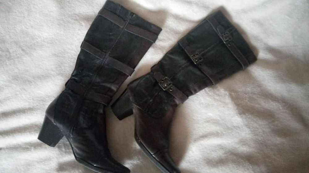 Демісезон Чоботи "Janet D", шкіряні, каблук 6см, 38