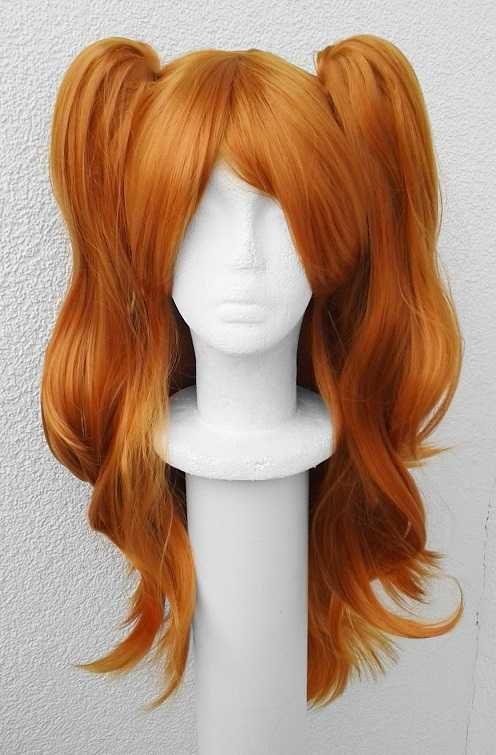 NGE Asuka cosplay wig ruda pomarańczowa peruka z kitkami