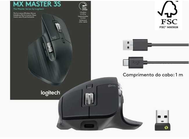 Novo, selado - Rato LOGITECH MX Master 3S (Bluetooth - 8000 dpi Preto)