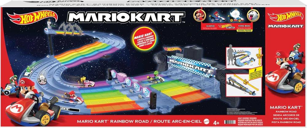 Hot Wheels Mario Kart Pista de carros de brinquedo com luzes e som